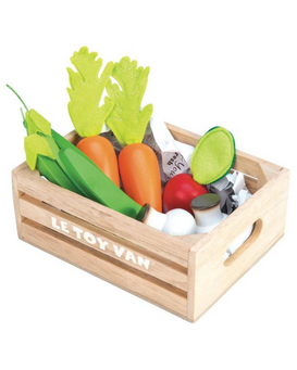 CAJA DE MADERA CON VERDURAS